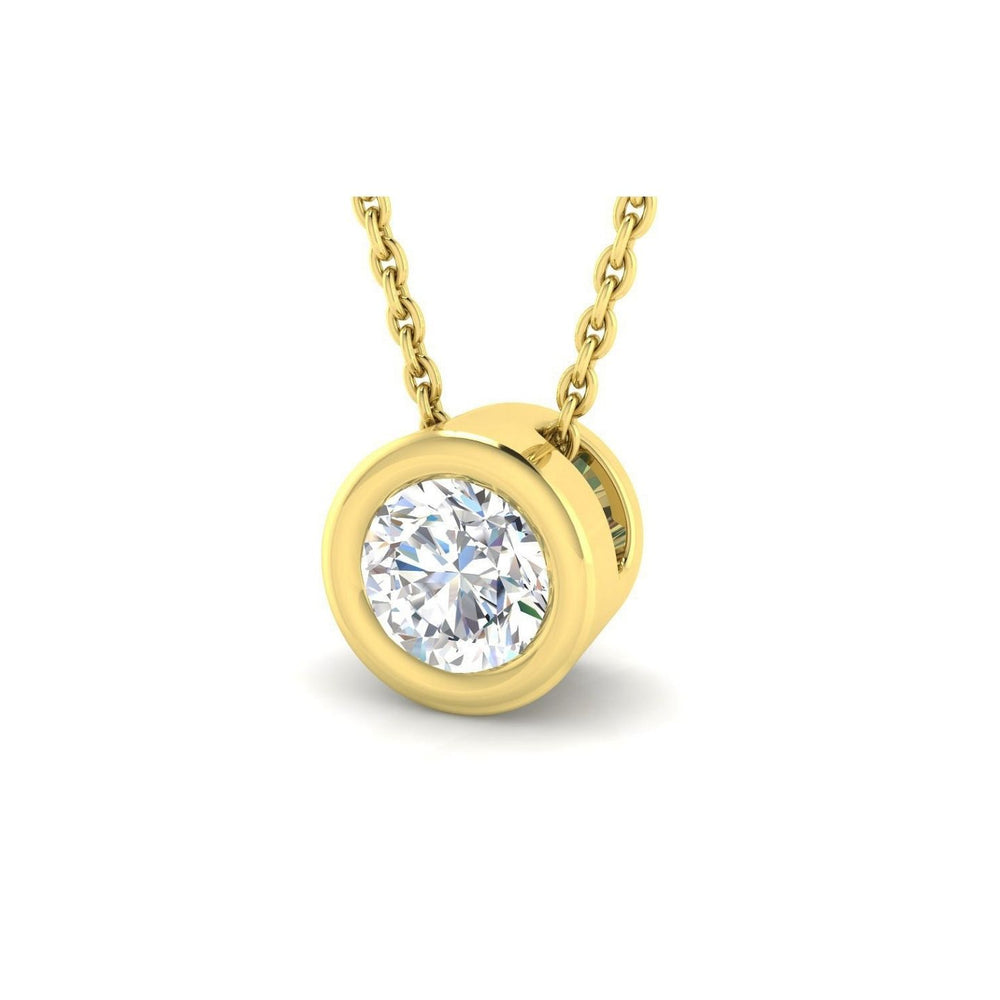 Certified Lab Grown Round Diamond Pendant in Bezel Setting – 9K Yellow Gold UK Made