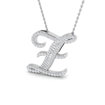 Gold Pendant with Baguette and Round Cut Diamond