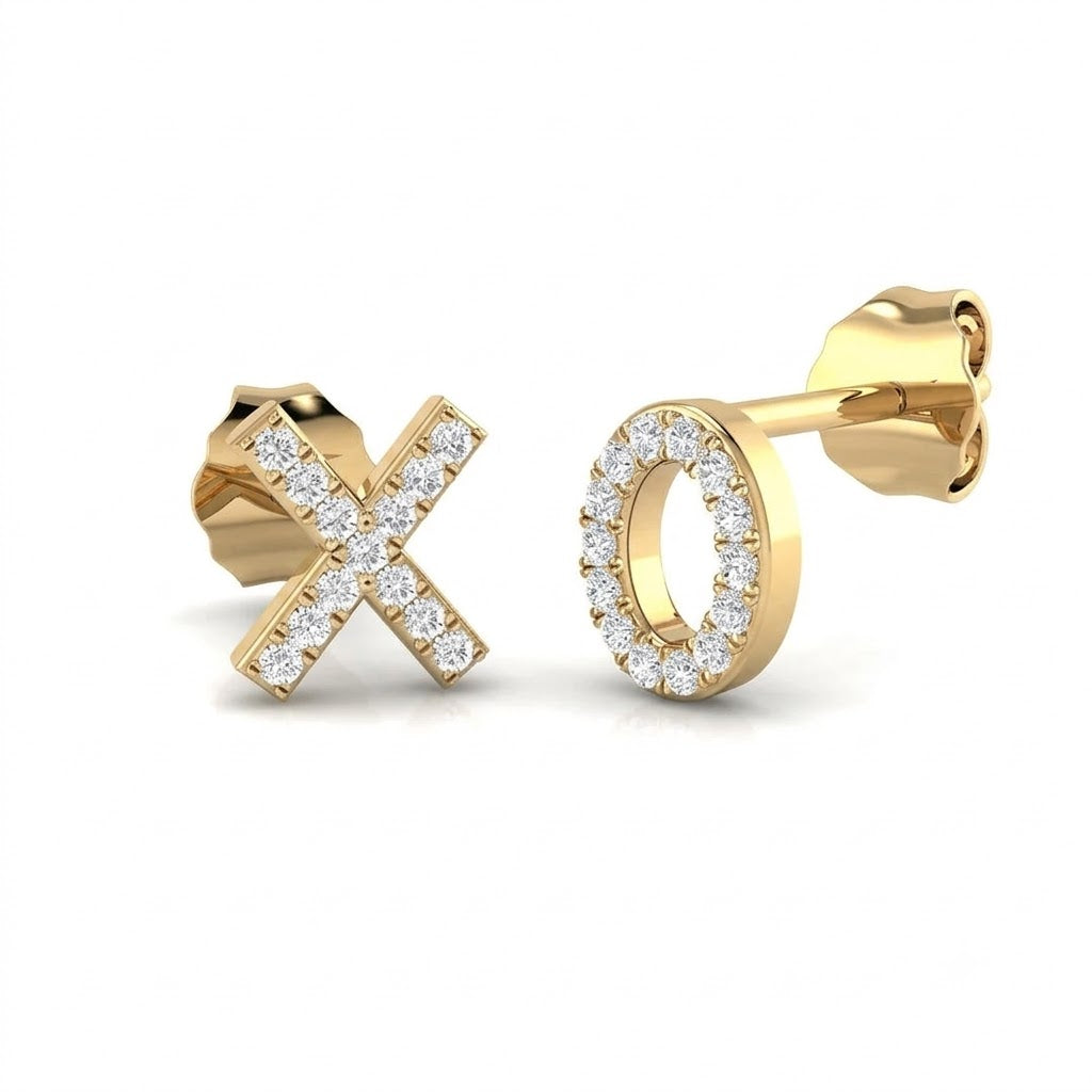 0.07ct Natural Diamond Round Cut Stud Earrings in 9K White or Yellow Gold