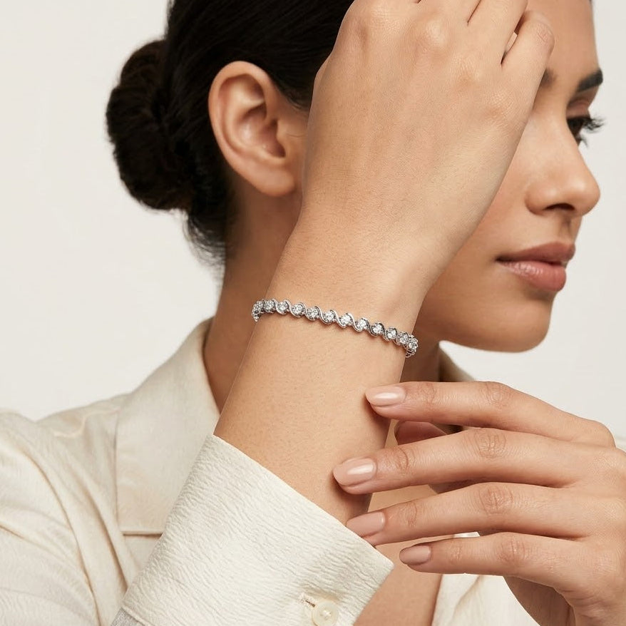 0.19ct Diamond and Silver Twist Bracelet
