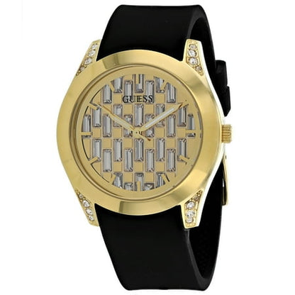 GUESS Women's Classic Watch GW0109L1 – Gold Dial, Rubber Strap, Quartz Movement