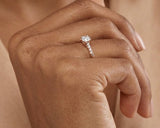 Lab Grown Diamond Engagement Ring with Side Stones 0.25ct H/SI in 925 Sterling Silver | FineDiam