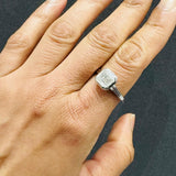 Asscher Cut Lab Grown Diamond Bezel Set Solitaire Ring in 9K White Gold | Bezel Set