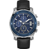 GUESS Men's Chronograph Watch – Leather Strap, Stainless Steel Case, Quartz Movement