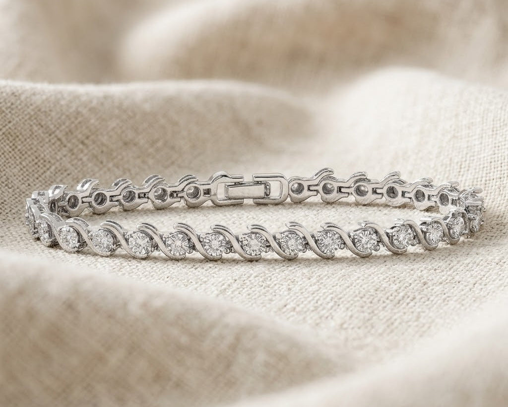 0.19ct Diamond and Silver Twist Bracelet