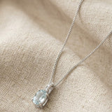 Aquamarine 0.34CT And Diamond 9K White Gold Pendant Necklace