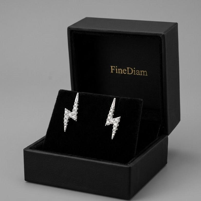 0.09ct Natural Diamond Sparkling Lightning-Bolt Stud Earrings in 9K White or Yellow Gold