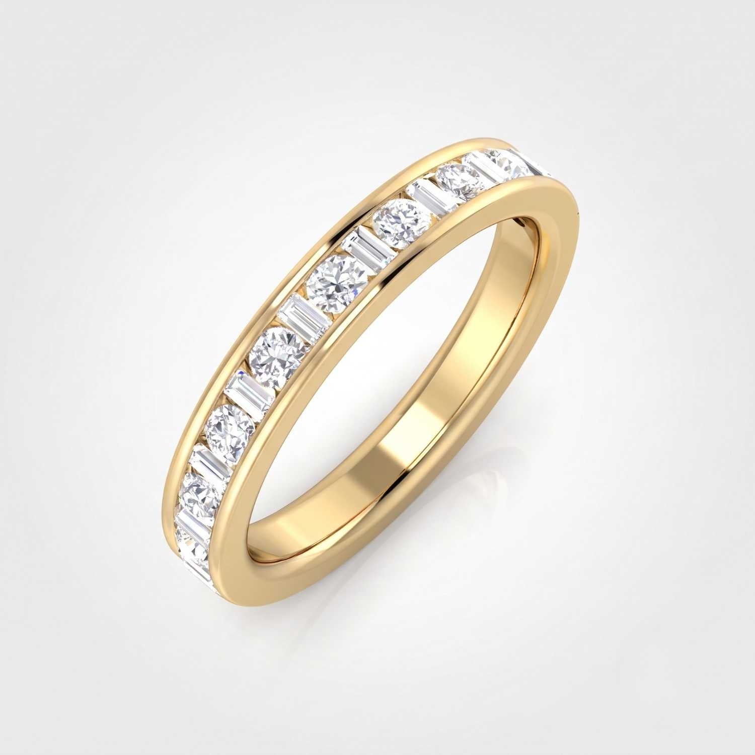 Baguette & Round Cut Half Eternity Ring Valentine's Gift for Her