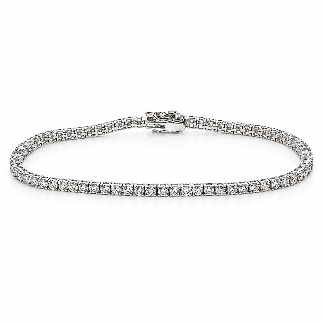WGI 3.15Ct Natural Round Diamond Tennis Bracelet 18k White Gold Ready To Ship
