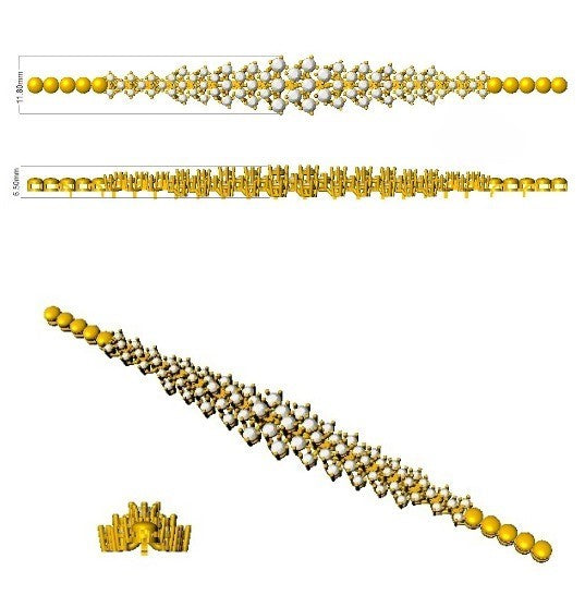 Solid Gold Cluster Bracelet, Women Diamond Gold Bracelet