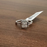 Asscher Cut Lab Grown Diamond Bezel Set Solitaire Ring in 9K White Gold | Bezel Set
