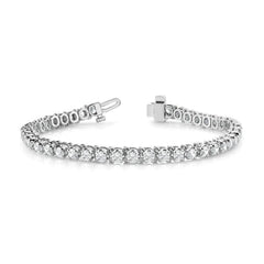 3.10Ct Round Cut Natural Diamond Crown Set Tennis Bracelet in 9K White gold