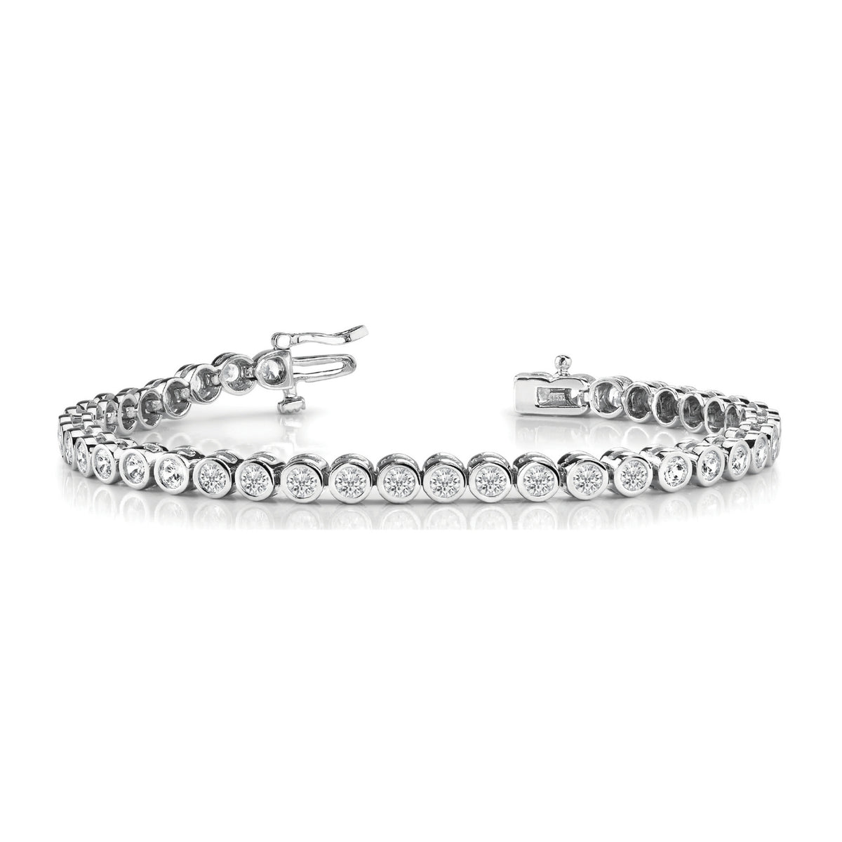 925 Sterling Silver 2.00 Carat Lab Grown Diamond Tennis Bracelet in Bezel Set