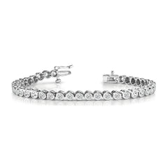 925 Sterling Silver 2.00 Carat Lab Grown Diamond Tennis Bracelet in Bezel Set