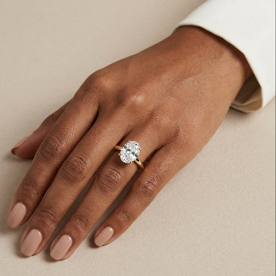 Amora Oval 3.00ct Hidden Halo Lab Diamond Engagement Ring G/VS1 in 18K Gold