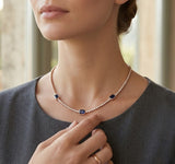 Luxury Square Cut Sapphire Diamond Necklace in White Gold