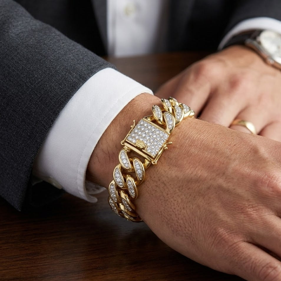 Tennisarmband mit rundem, im Brillantschliff geschliffenem, im Labor gezüchtetem Diamanten in Krappenfassung aus Gold und Platin