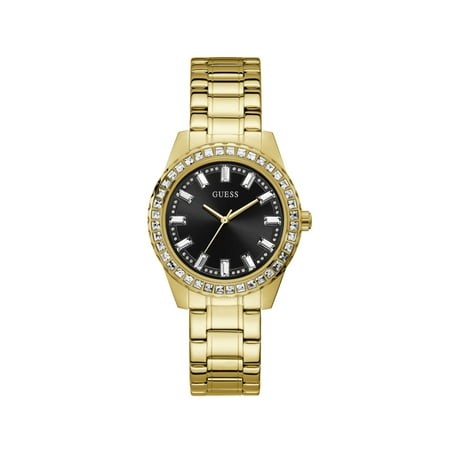 GUESS Damenuhr GW0111L2 – Schwarzes Zifferblatt, goldfarbener Edelstahl