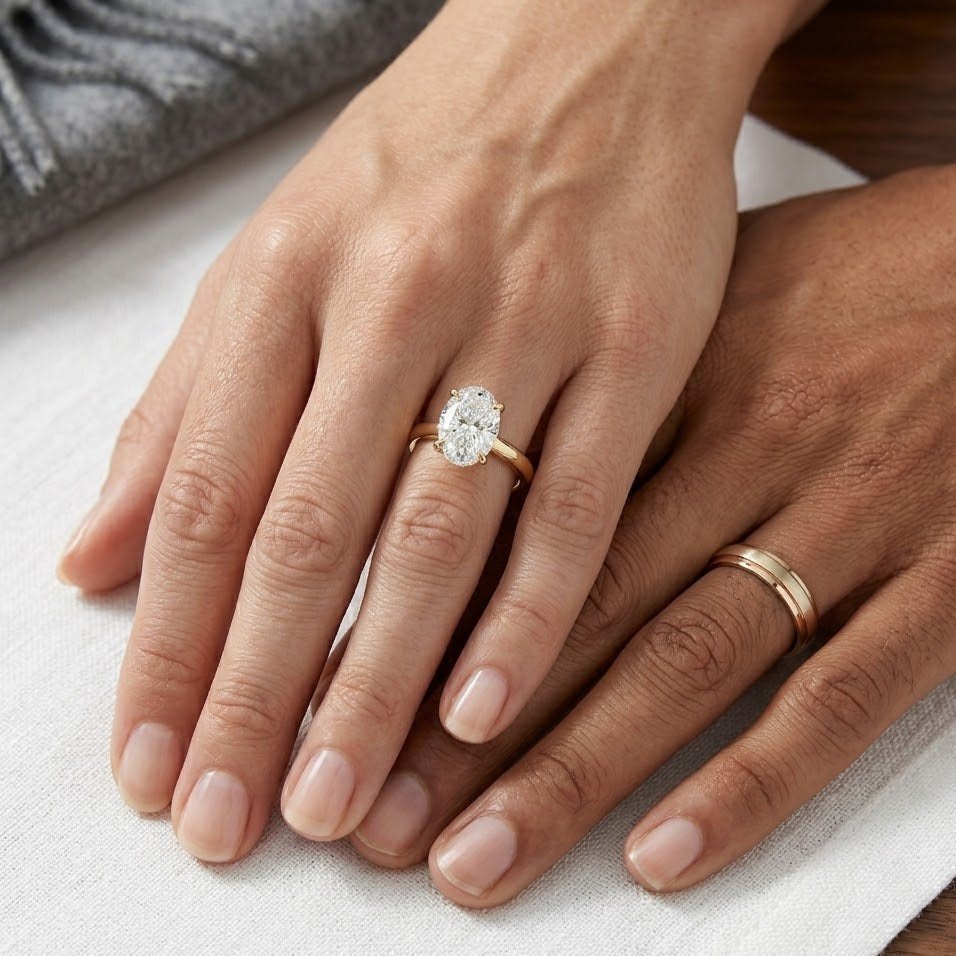 Oval 3.00ct Lab Diamond Engagement Ring G/VS1 Set in 18K Yellow Gold