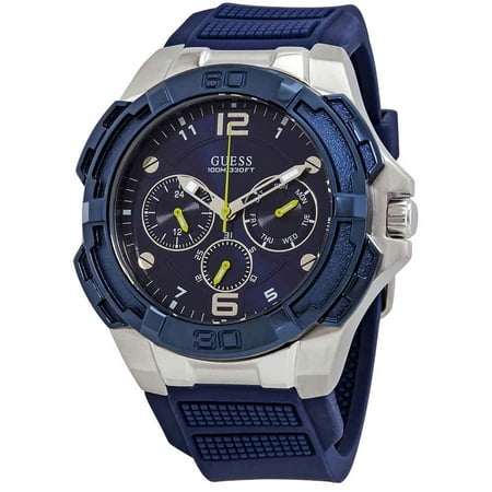 GUESS Men's Genesis Watch W1254G1 – Blue Dial, Stainless Steel Case