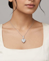 Lab Diamond Heart Pendant Necklace in 9k White Gold - Luxury Elegant Design