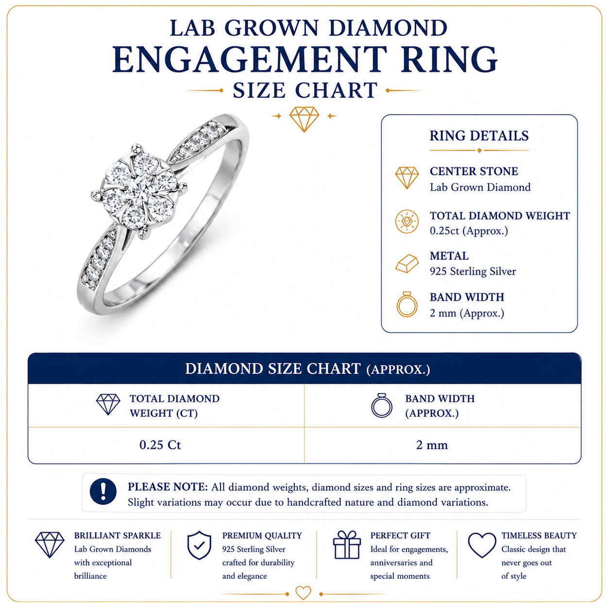 Lab Grown Diamond Engagement Ring with Shoulders 0.25ct H/SI in 925 Silver | FineDiam