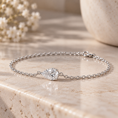 0.50Ct D/VS Lab Grown Pear Diamond Everyday Bracelet 950 Platinum Ready To Ship
