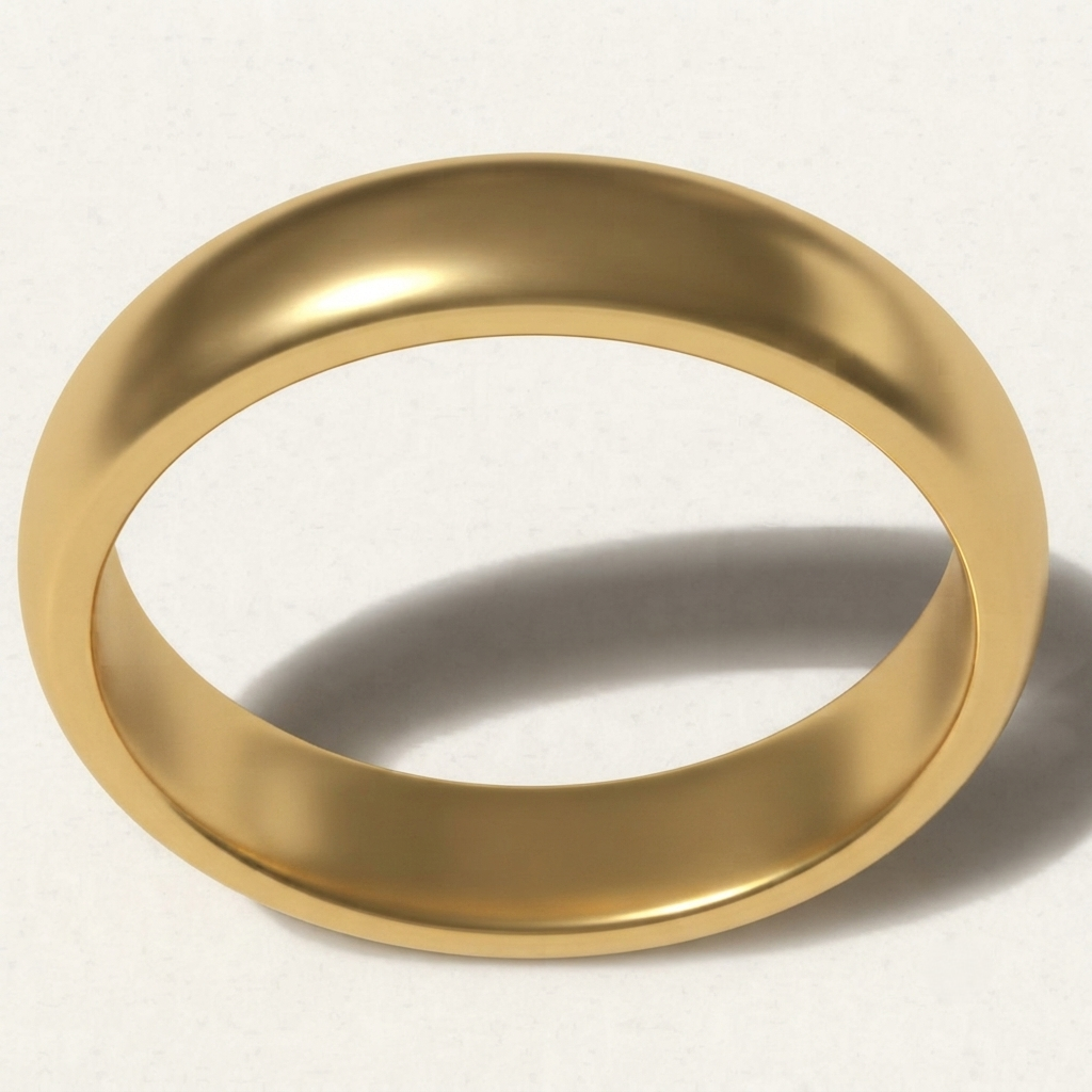 D Shape Plain Wedding Band for Women Valentine's Day Gold Ring