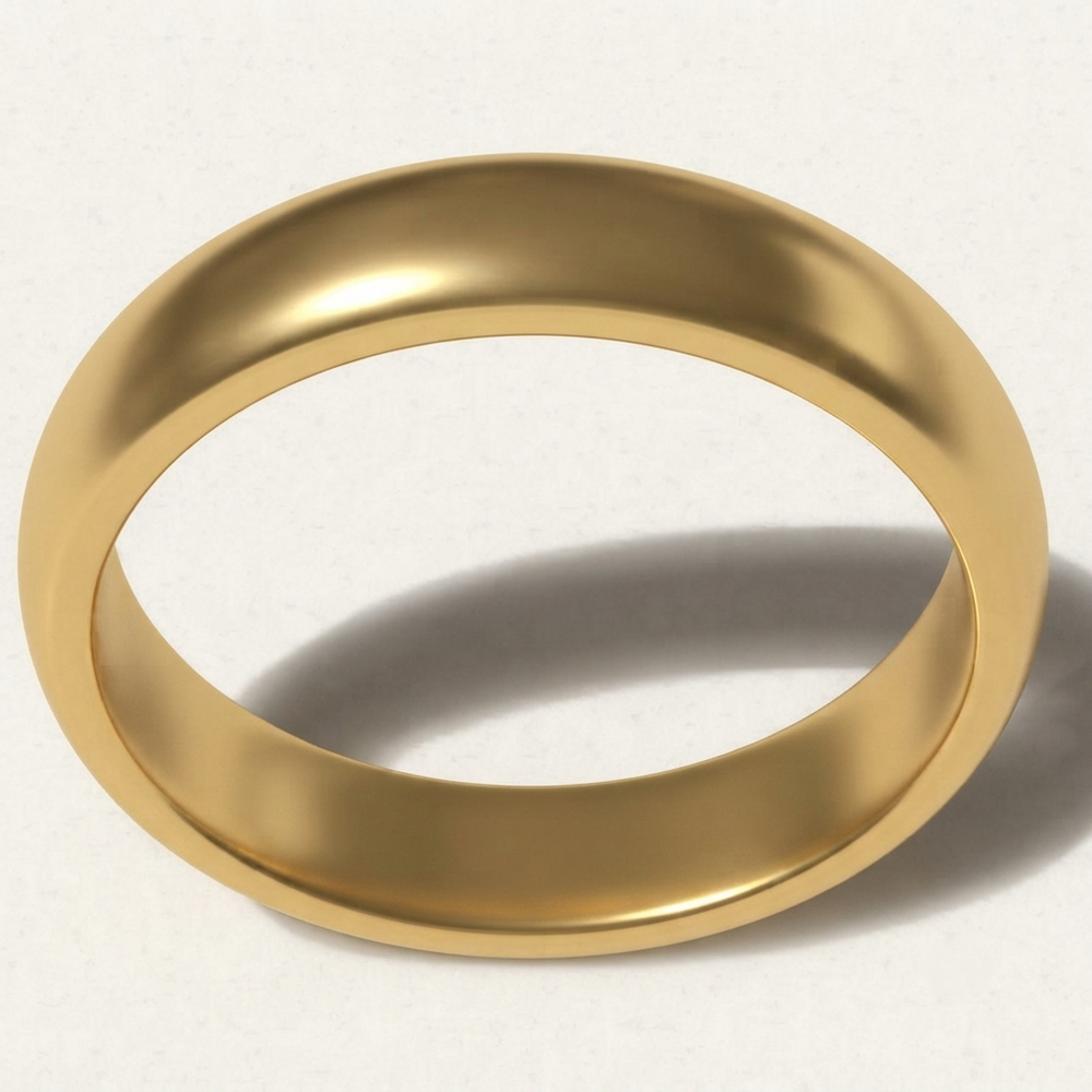 D Shape Plain Wedding Band for Women Valentine's Day Gold Ring