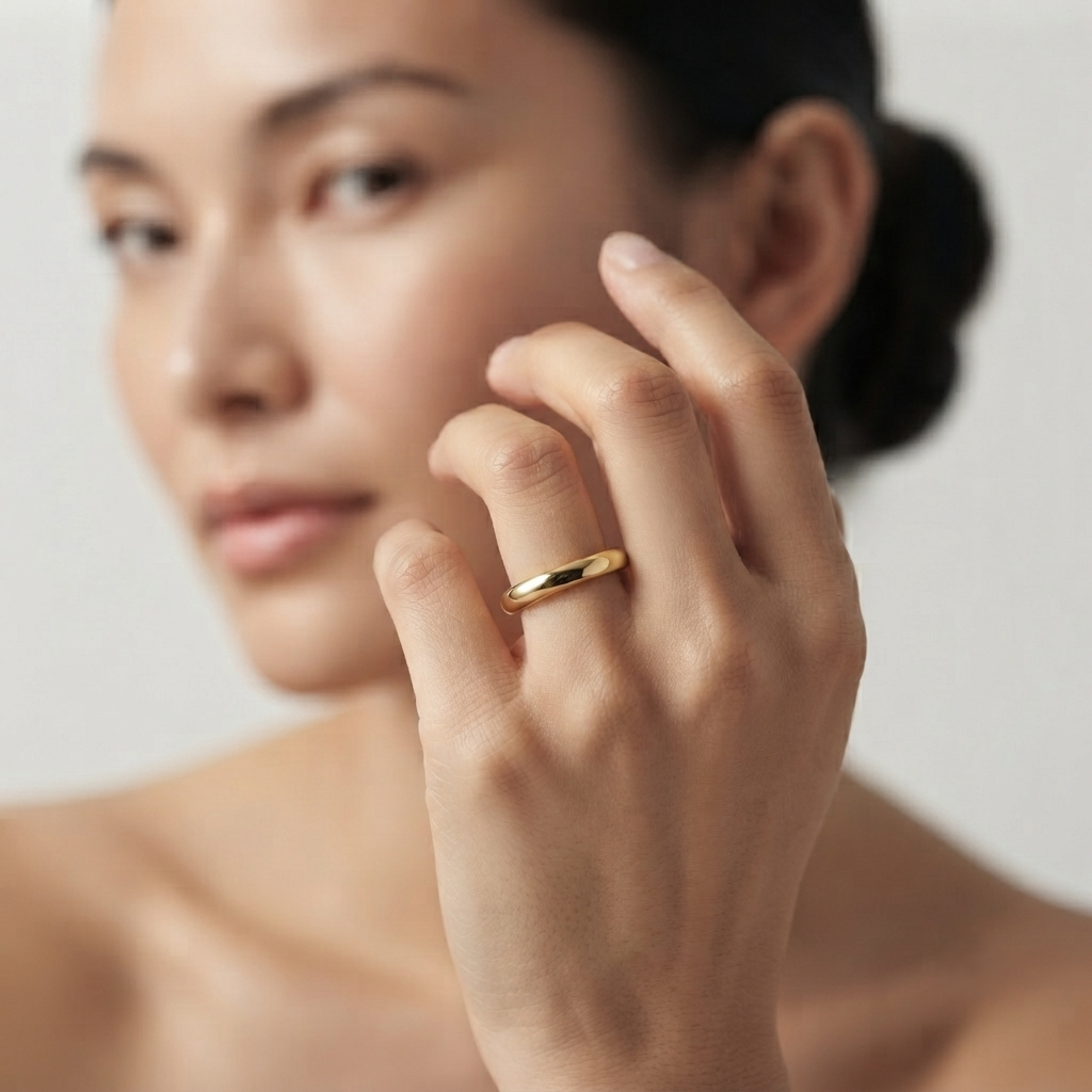D Shape Plain Wedding Band for Women Wedding Ring Platinum Gift