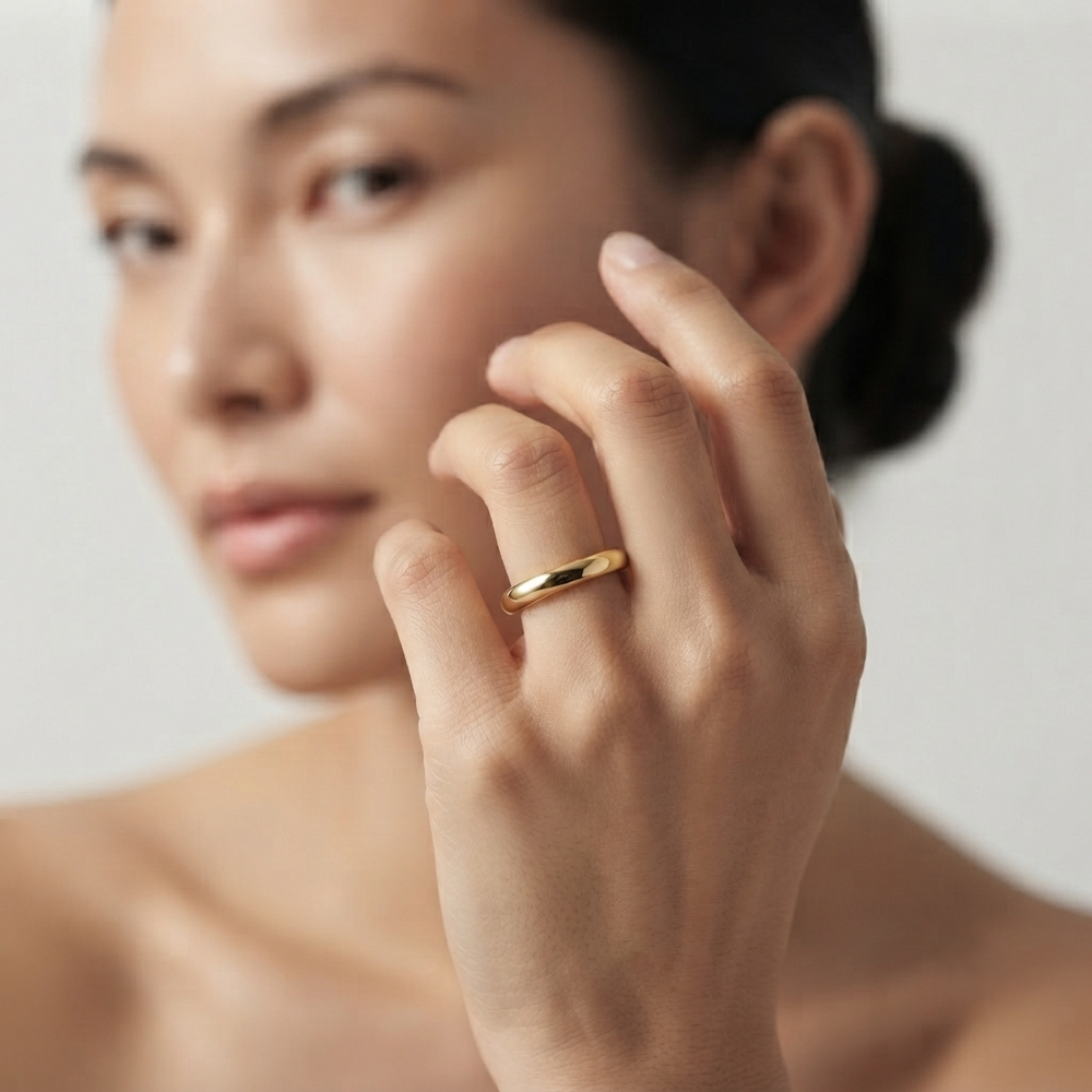 D Shape Plain Wedding Band for Women Wedding Ring Platinum Gift
