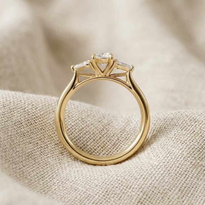 Evoke 3 Stone Oval Cut Lab Diamond Ring 0.50ct in 18K Gold Vermeil