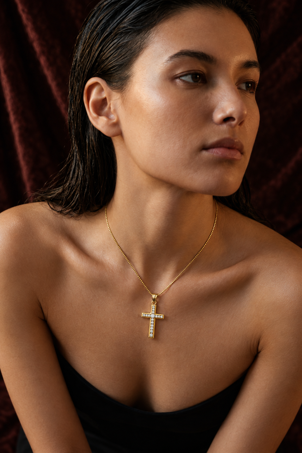 1.00ct Lab Diamond Cross Pendant With Chain