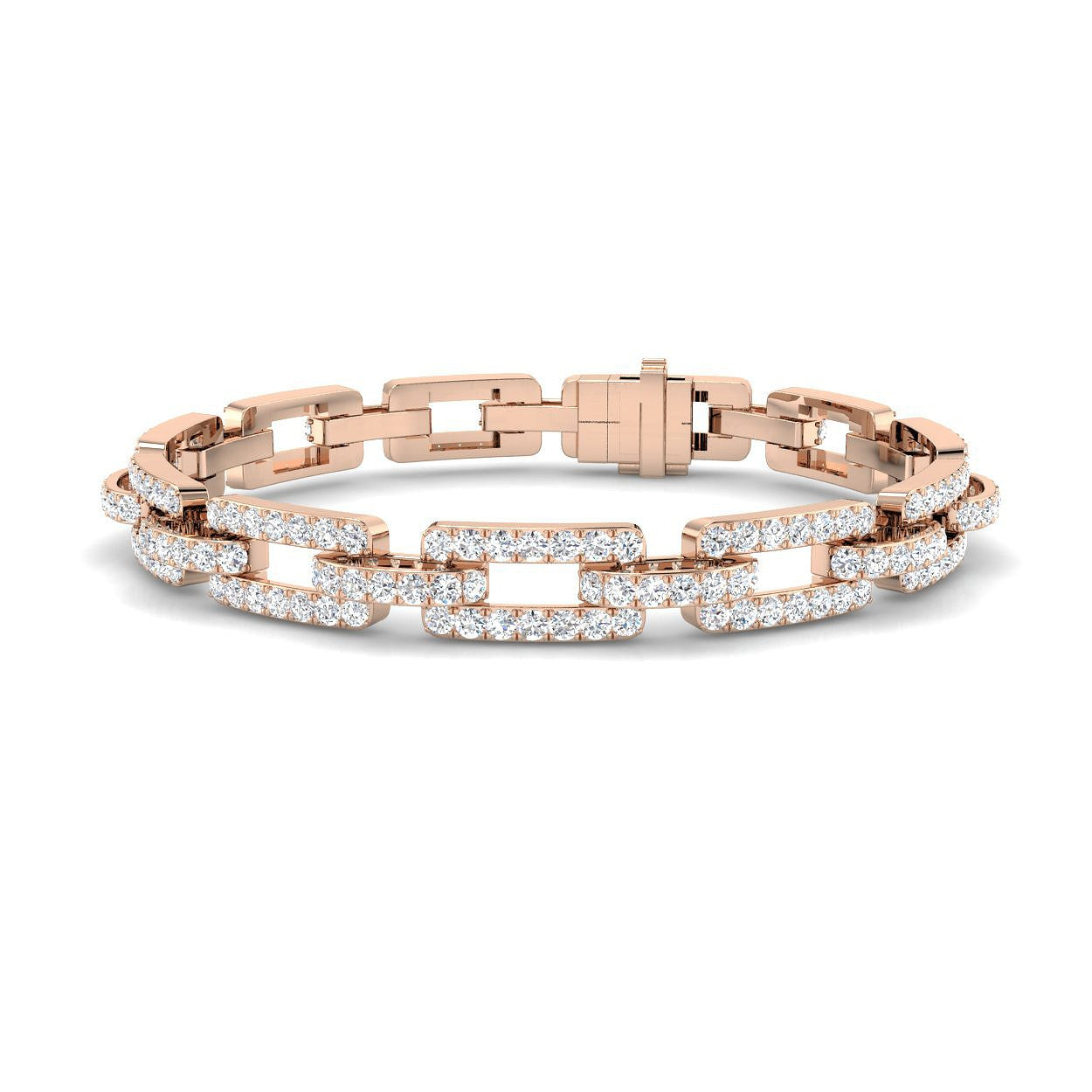 High Sparkle Round Diamond Paperclip Bracelet