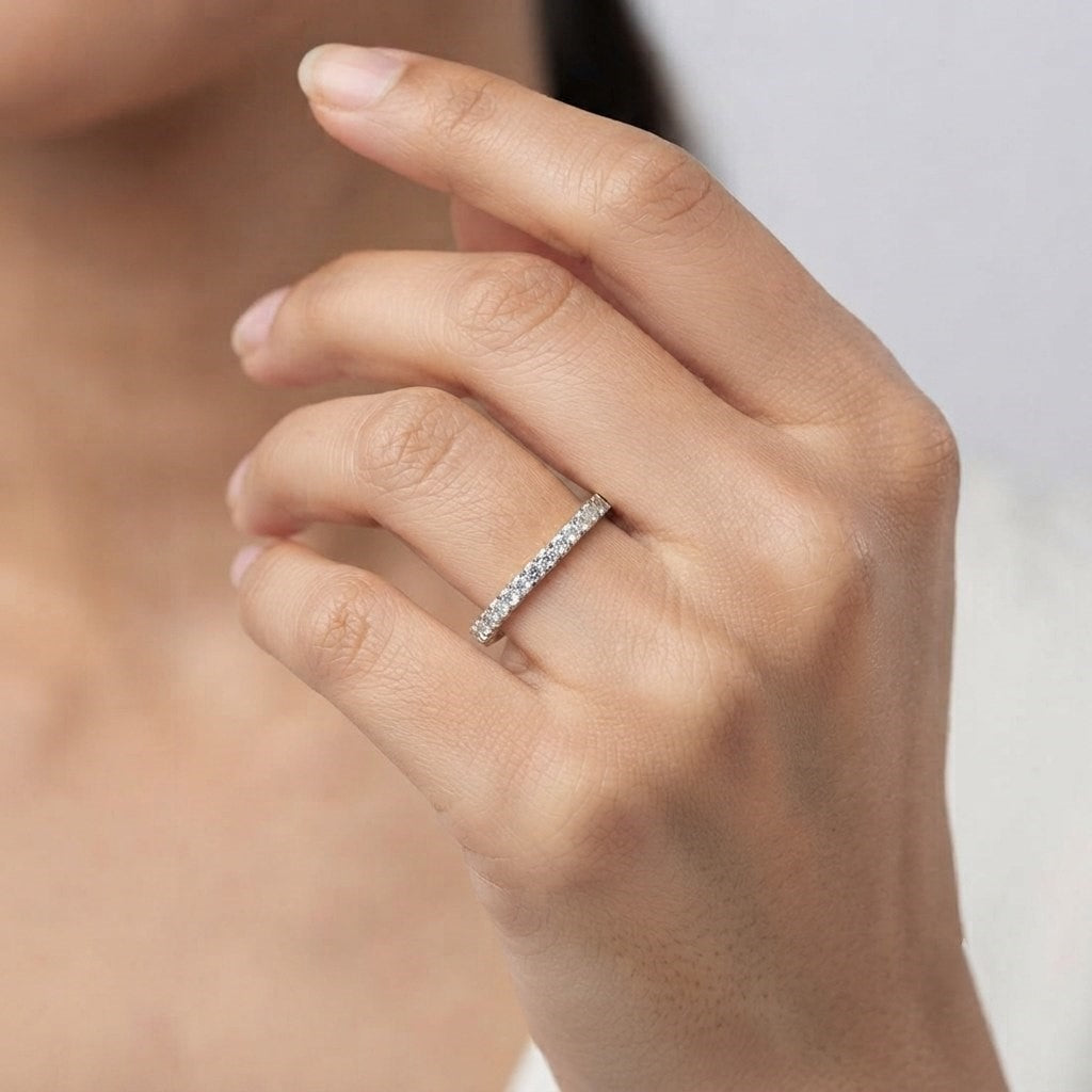 Diamond Half Eternity Ring Wedding Band Gift Hallmarked UK Made
