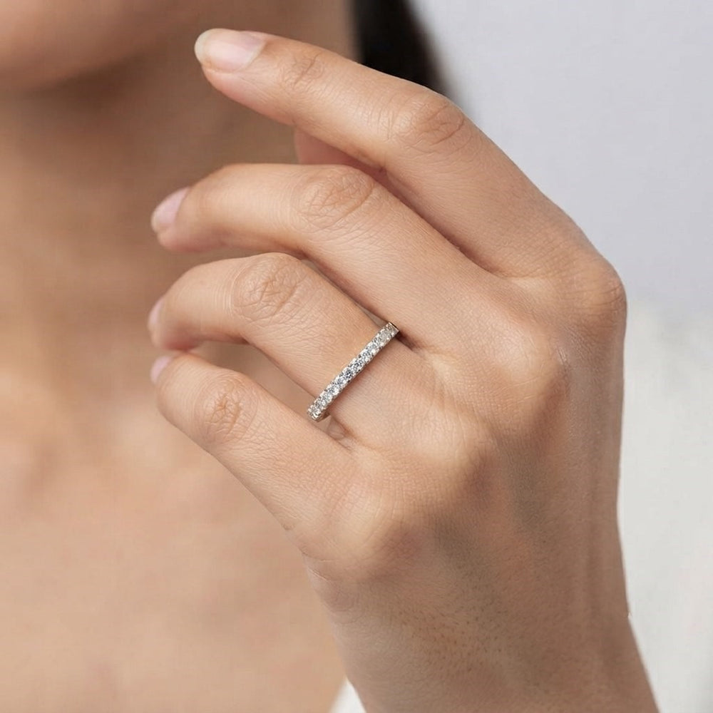 Diamond Half Eternity Ring Wedding Band Gift Hallmarked UK Made