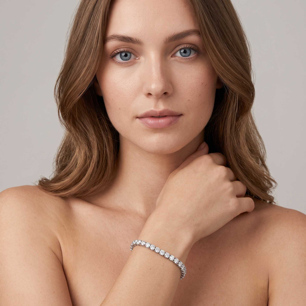 Diamond tennis bracelet on model anniversary gift for her