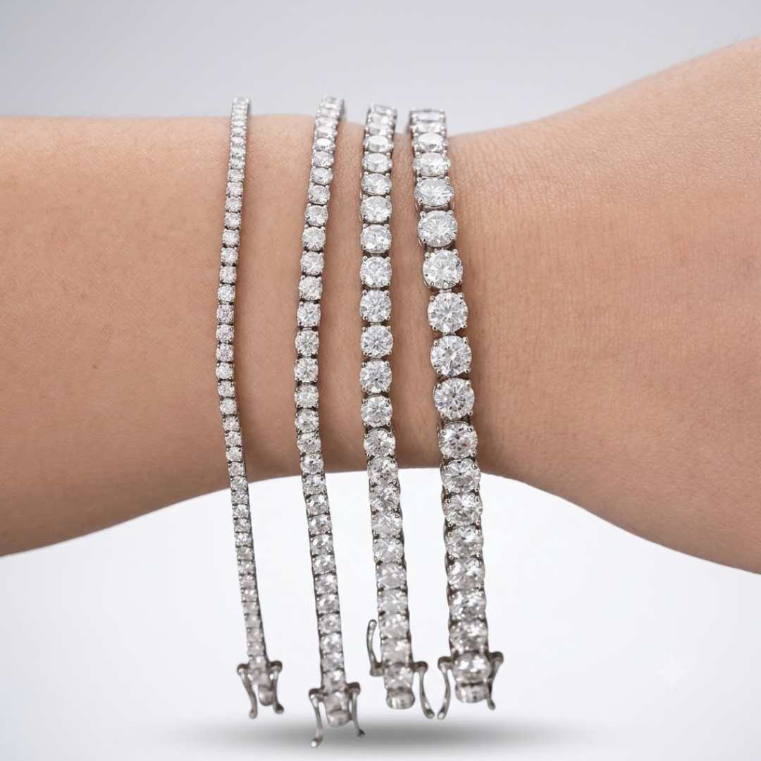 Elegant 18K Yellow Gold Lab Grown Diamond Tennis Bracelet for Women, 2.50Ct to 8.00Ct D/VVS, 7 inch.