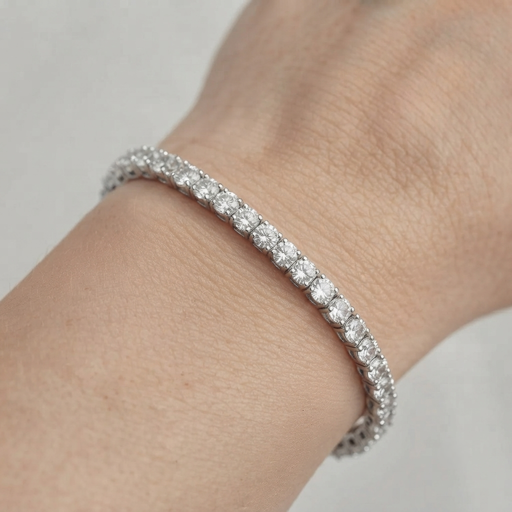 6.00Ct Natural Diamond Tennis Bracelet | Hallmarked Gold