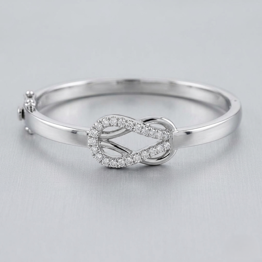 Bracelet de tennis de luxe en or et platine, serti de diamants ronds.
