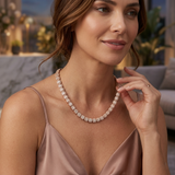 Natural Round and Baguette Cut Cluster Diamond Necklace in 9K Rose Gold | 16.81Ct
