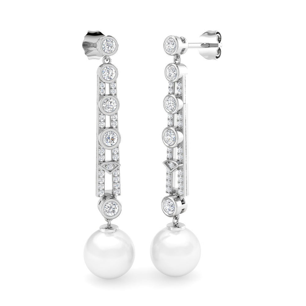Pearl Diamond Drop Earrings