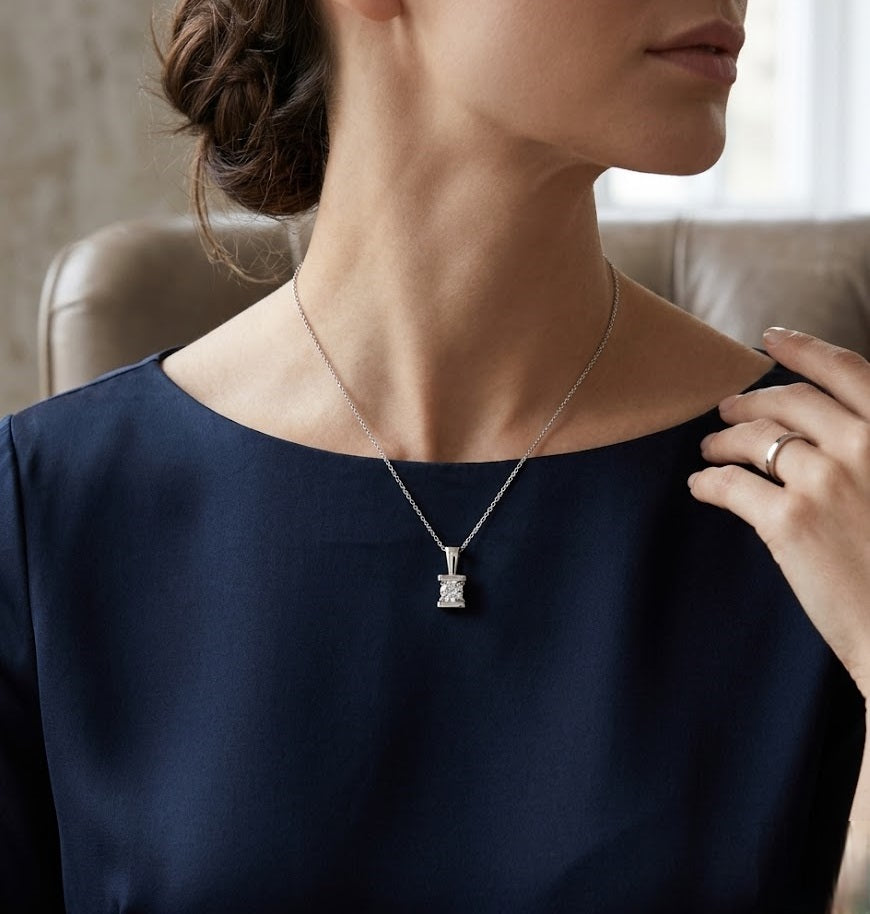 Modern Diamond Pendant Necklace – Lab Grown Minimalist Pendant Without Chain