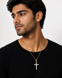 Lab Diamond Cross Necklace Pendant 0.22ct in 18K Gold Vermeil
