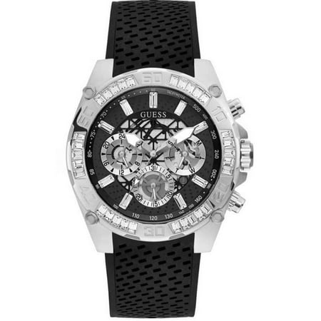 GUESS Men's Watch GW0333G1 – 46mm Stainless Steel, Crystallized Bezel