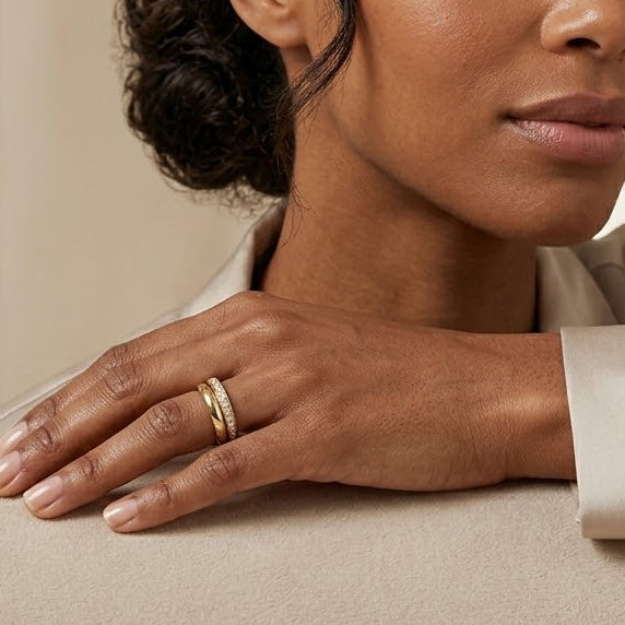 Duo Curve Stacking Lab Diamond Ring 0.26ct in 18K Gold Vermeil