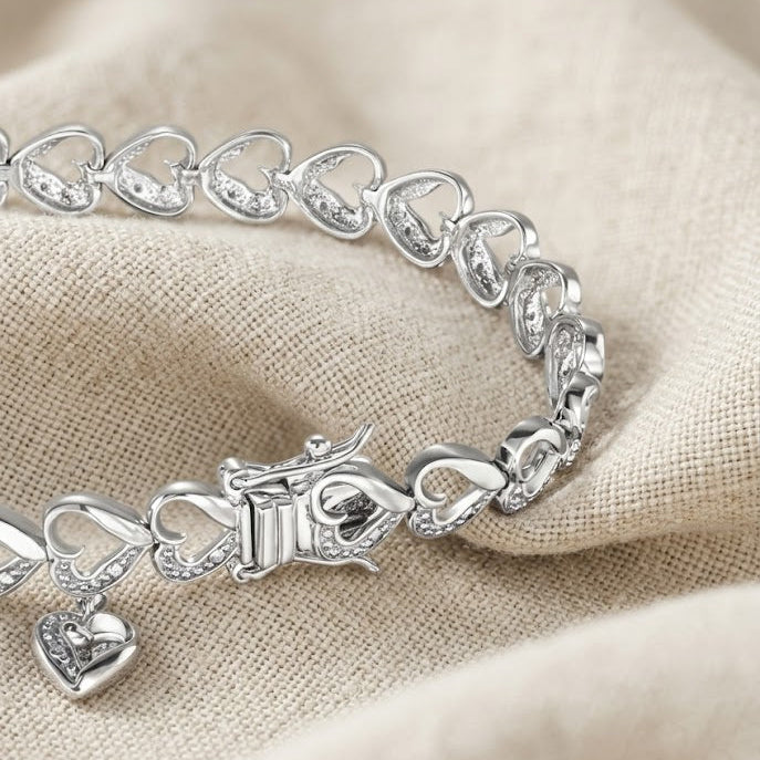 Diamond Heart Sterling Silver Bracelet