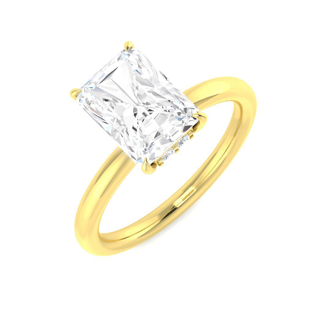 elegant princess cut lab diamond ring on white background
