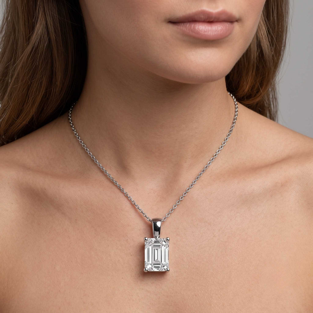 Emerald cut diamond necklace wedding gift for her