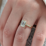 IGI Certified Emerald Cut Lab-Grown Diamond Bezel Solitaire Engagement Ring